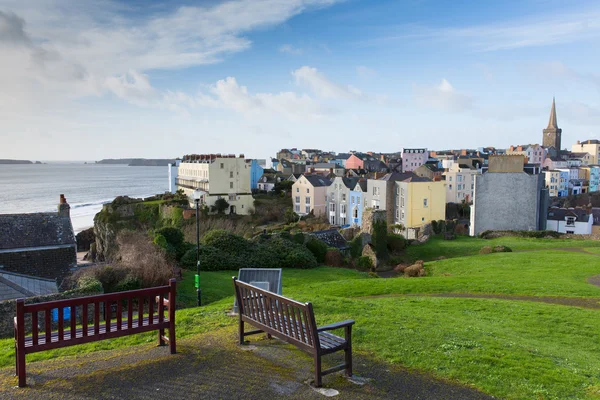 Pohled tenby město a přístav pembrokeshire Wales historické welsh town — Stock fotografie