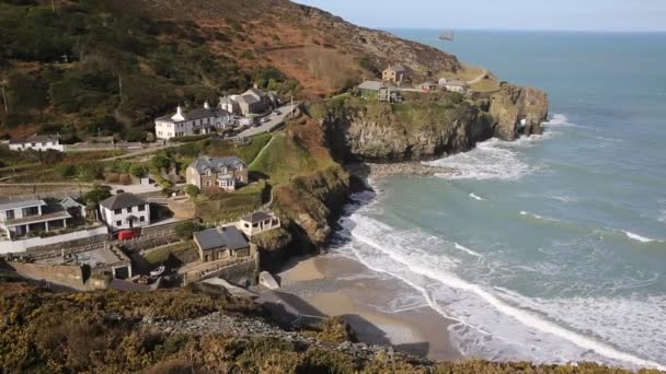 View of St Agnes coast of Cornwall England United Kingdom — Stock Video