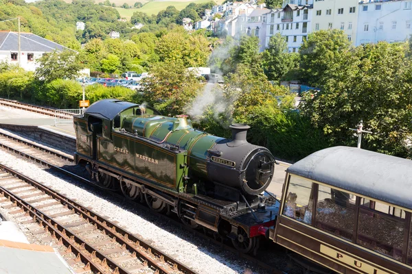 Steam Train Stazione di Dartmouth Devon Inghilterra IT — Foto Stock