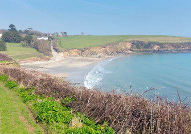 porthcurnick plaj cornwall İngiltere İngiltere portscatho roseland Yarımadası'nın kuzeyinde