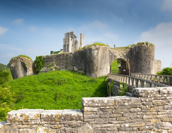 Castelo de Corfe Ilha de Purbeck Dorset Inglaterra construído por Guilherme, o Conquistador no século XI nas Colinas Purbeck entre Wareham e Swanage, Grau I listado edifício e Scheduled Monumento Antigo — Fotografia de Stock