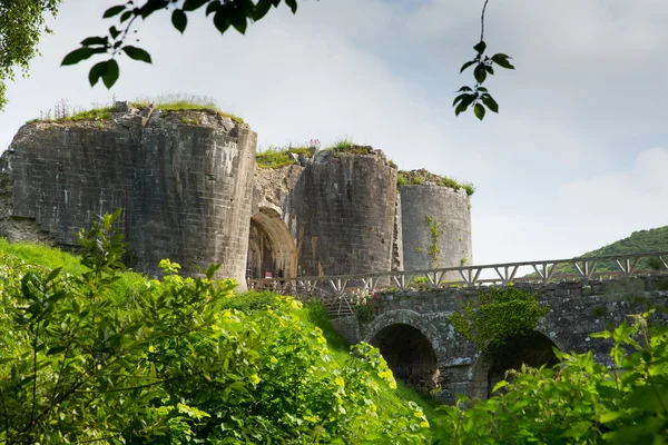 Corfe Castle Isle of Purbeck Dorset England built by William the Conqueror in 11th century in the Purbeck Hills between Wareham and Swanage, Grade I listed building and Scheduled Ancient Monument