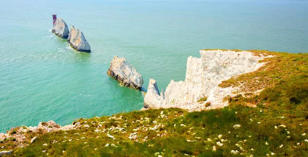 Die Nadelinsel von wight Wahrzeichen von Alaun Bay — Stockfoto