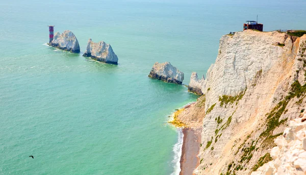 Die Nadelinsel von wight Wahrzeichen von Alaun Bay — Stockfoto