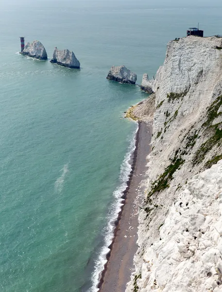 Die Nadelinsel von wight Wahrzeichen von Alaun Bay — Stockfoto