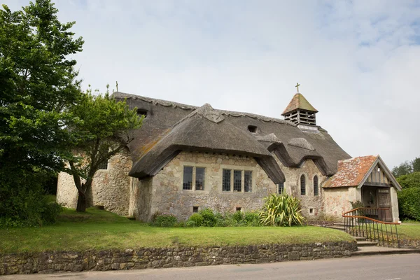 Thatched church St Agnes Freshwater Bay Isle of Wight — Stock Photo, Image
