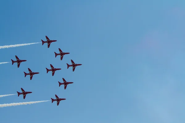 The Red Arrows jet planes British RAF aerobatic display team — Stock Photo, Image