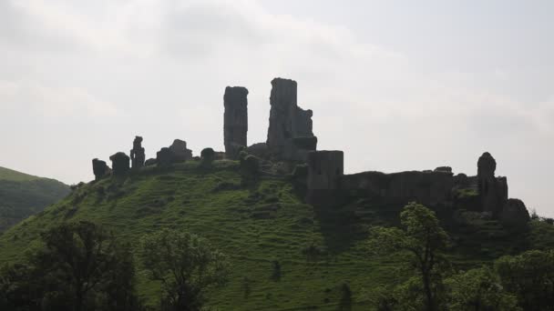 Castillo inglés ruinas Corfe Dorset Inglaterra — Vídeo de stock