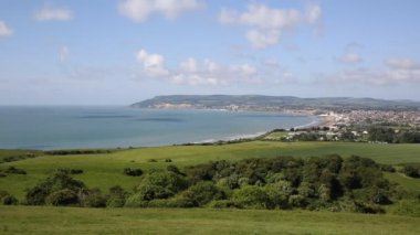 Isle of wight sahil görünümü shanklin ve sandown dan culver doğru
