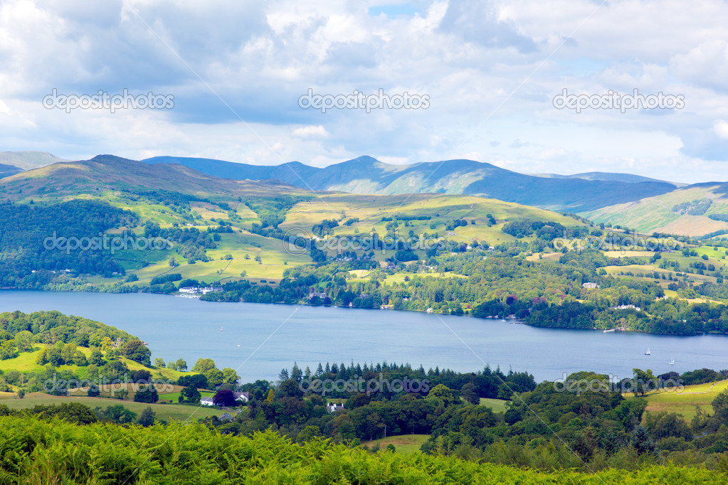 Windermere lake The Lakes National Park England uk on a beautiful sunny summer day
