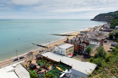 bay Shanklin kasaba Isle of wight İngiltere İngiltere, popüler turistik ve sandown adada tatil yeri Doğu sahili ile kumlu plaj