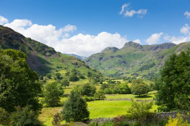 Langdale valley lake district cumbria İngiltere mavi gökyüzü gün güzel yaz