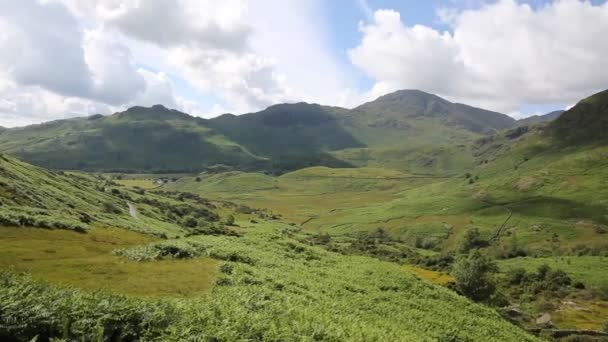 Met het oog op het zuiden van blea tarn tussen grote langdale en weinig langdale lake district cumbria Engeland uk — Stockvideo