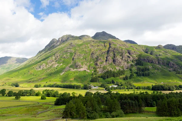 Utsikt over Langdale Valley Lake District Cumbria på vei til Blea Tarn fra campingplassen av Old Dungeon Ghyll England UK – stockfoto