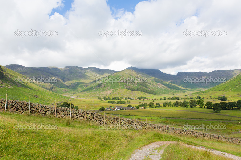 View of Langdale Valley Lake District Cumbria on walk to Blea Tarn from campsite by Old Dungeon Ghyll England UK