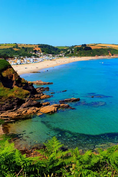 Pentewan Cornwall Beach Mevagissey Porthpean England Beautiful Blue Sea Sky — Stock fotografie