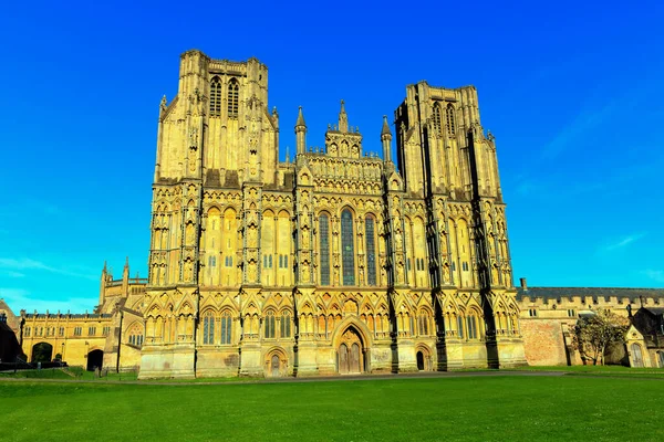 Wells Cathedral Somerset Zabytkowy Angielski Budynek Stylu Gotyckim — Zdjęcie stockowe