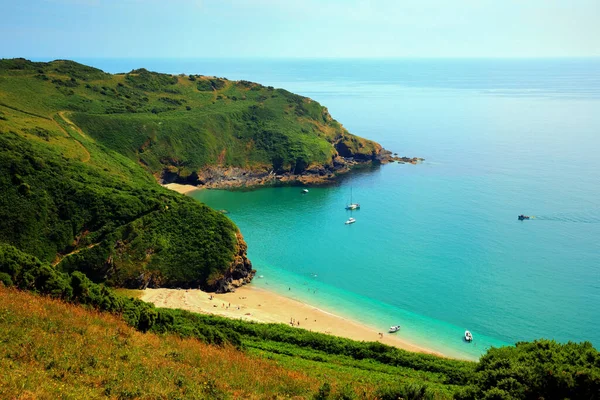 Lantic Bay Cornwall England Beautiful Secluded Beach Blue Turquoise Sea — Stock Photo, Image