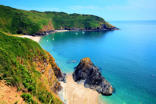 Lantic Bay Kornwalii Anglia Piękne Zaciszne Zatoki — Zdjęcie stockowe