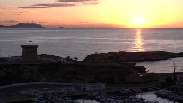 Costa Blanca Zonsopgang Vroege Ochtend Campello Alicante Spanje Bij Benidorm — Stockvideo