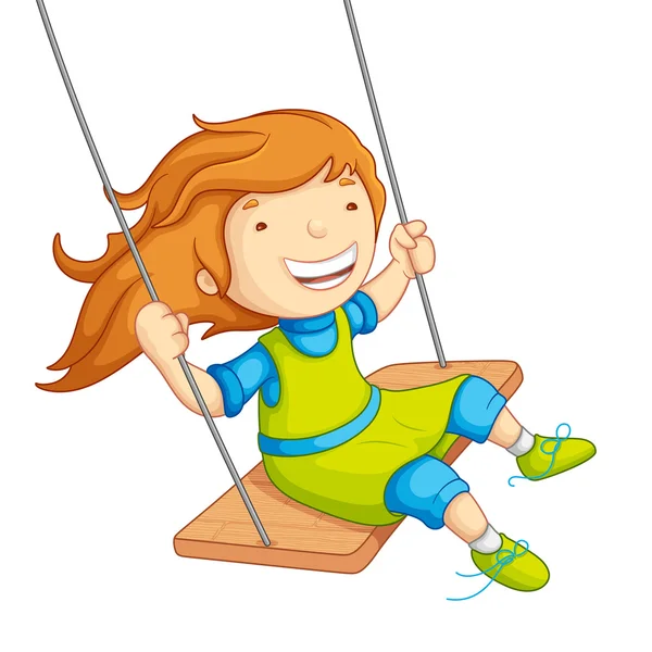 Baby Girl Swinging — Stockový vektor