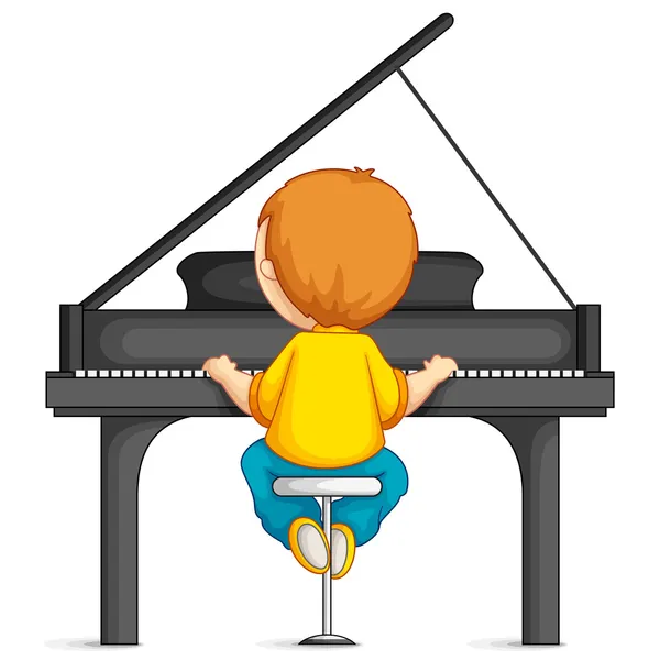 Menino tocando piano —  Vetores de Stock