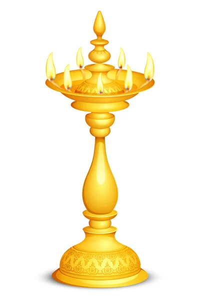 Golden Diya para el Festival — Vector de stock