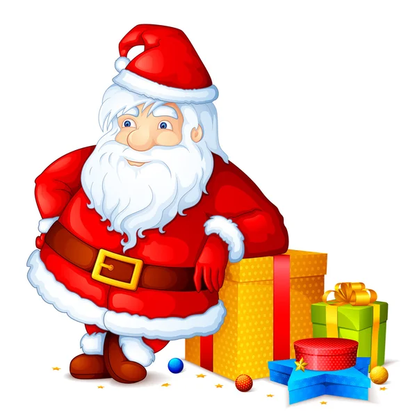 Santa with Christmas Gift — Stock Vector