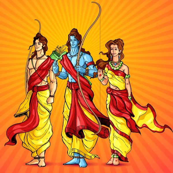 Rama, Laxmana et Sita — Image vectorielle