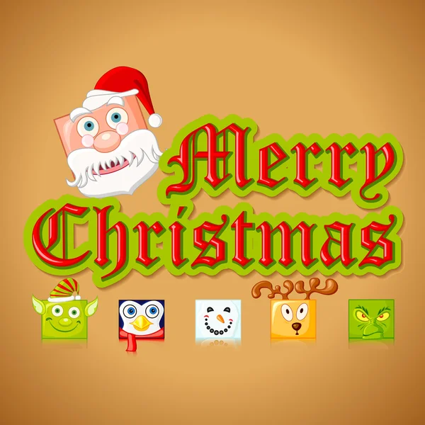 Merry Christmas with funny Character — Stock Vector
