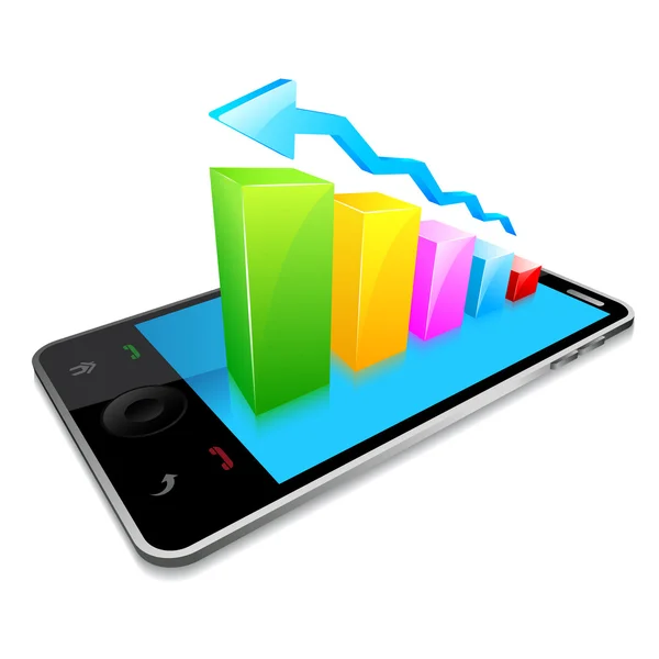 Business Graph auf Touchscreen-Handy-Bildschirm — Stockvektor