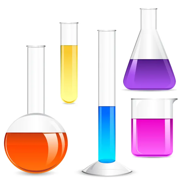 Artículos de vidrio de laboratorio — Vector de stock