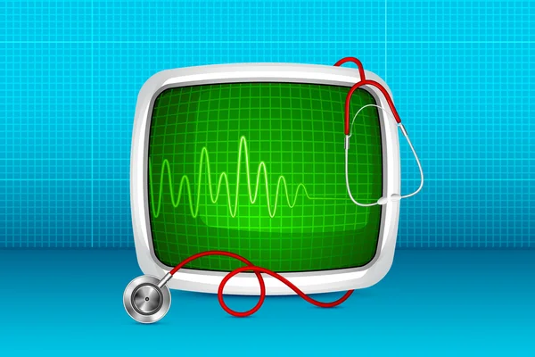 Estetoscópio com monitor de ECG — Vetor de Stock