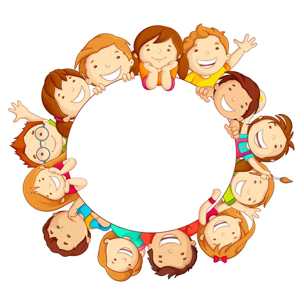 Bambini intorno a Circle — Vettoriale Stock