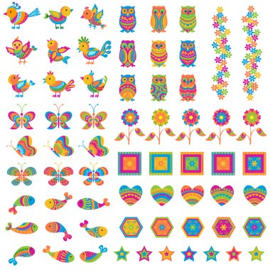 renkli kuş ve kelebek