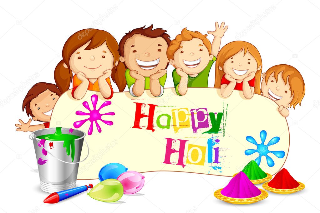 Kids wishing Holi Festival Stock Vector Image by ©stockshoppe #21936287 Kids wishing Holi Festival Stock Vector Image by ©stockshoppe #21936287