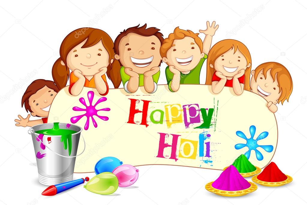Kids wishing Holi Festival