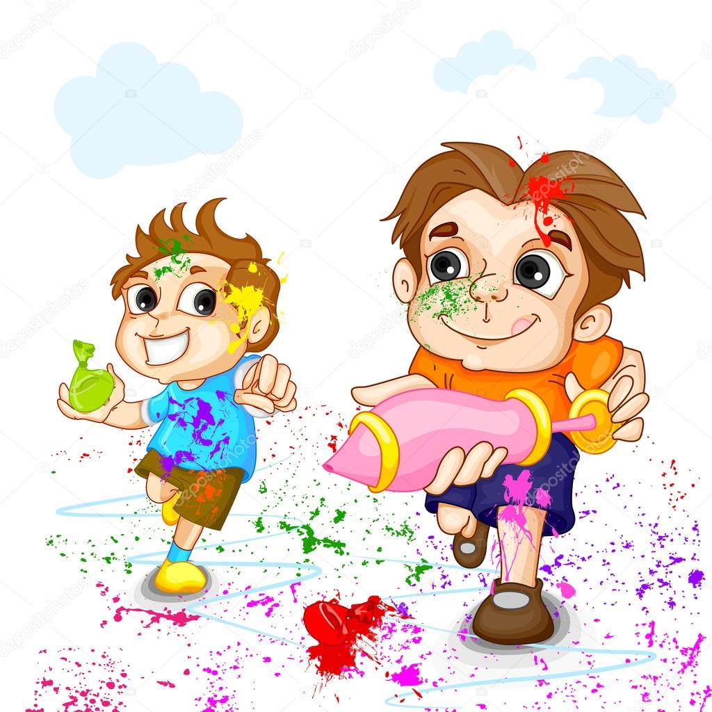 Kids playing Holi Festival Stock Vector Image by ©stockshoppe #21960593 Kids playing Holi Festival Stock Vector Image by ©stockshoppe #21960593
