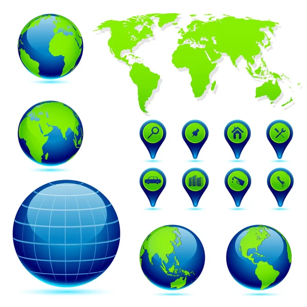 Tierra con mapa del mundo — Archivo Imágenes Vectoriales