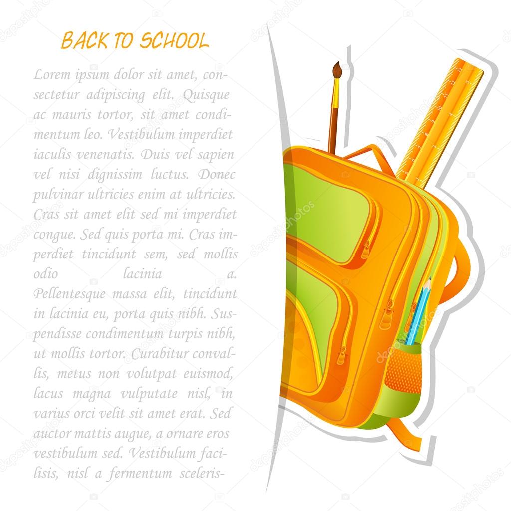 School Bag with Pencil and Ruler