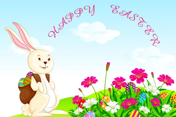 Bunny met Pasen egg — Stockvector