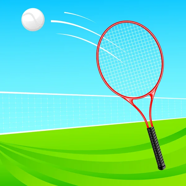 Raqueta de tenis y pelota — Vector de stock