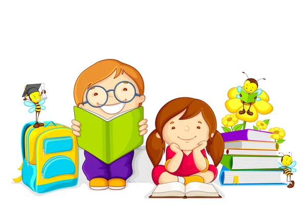 Niños Estudiando — Vector de stock