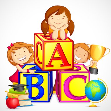 alfabe blokla oynayan çocuklar