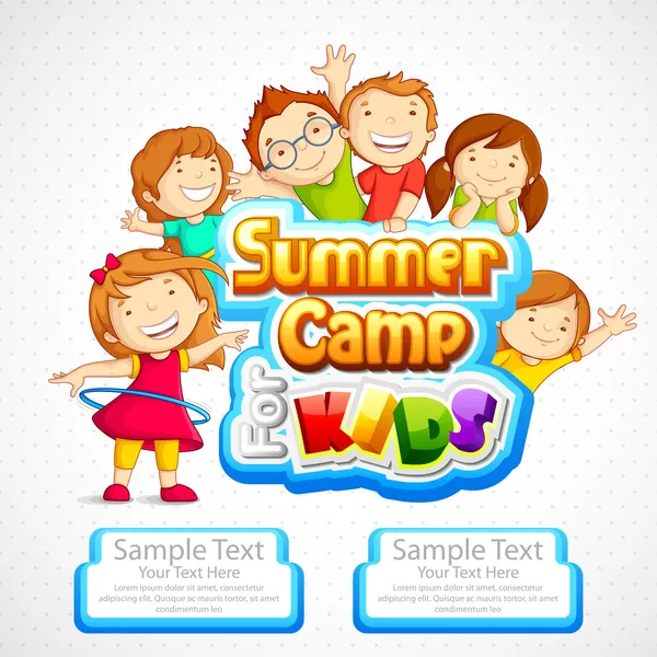 Campamento de verano para niños — Vector de stock