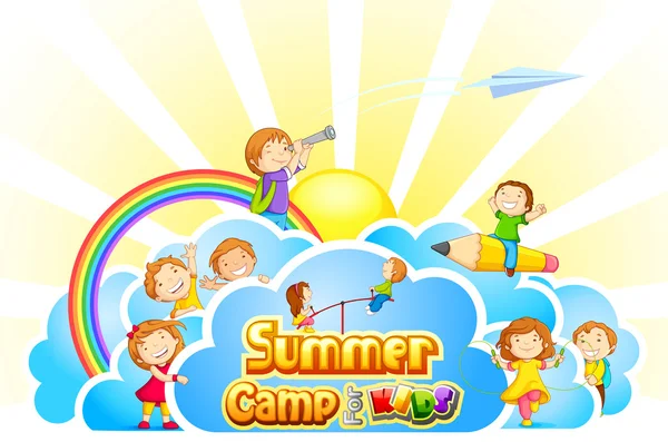 Campamento de verano para niños — Vector de stock