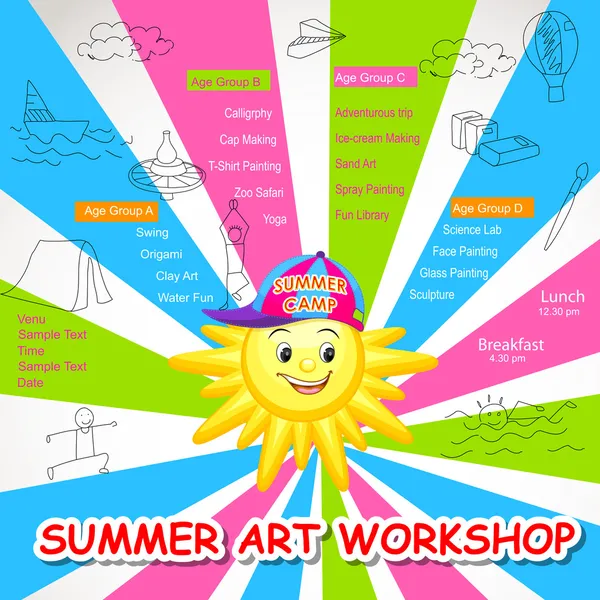 Summer Art Workshop — Stock Vector
