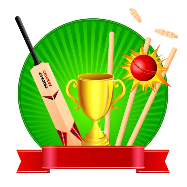 Kriket takımı kupa ile — Stok Vektör