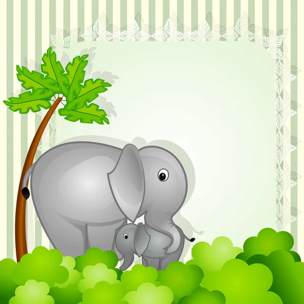 Mother and Baby Elephant — Stock Vector