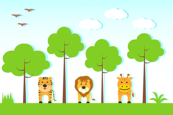 Animaux dans la jungle — Image vectorielle